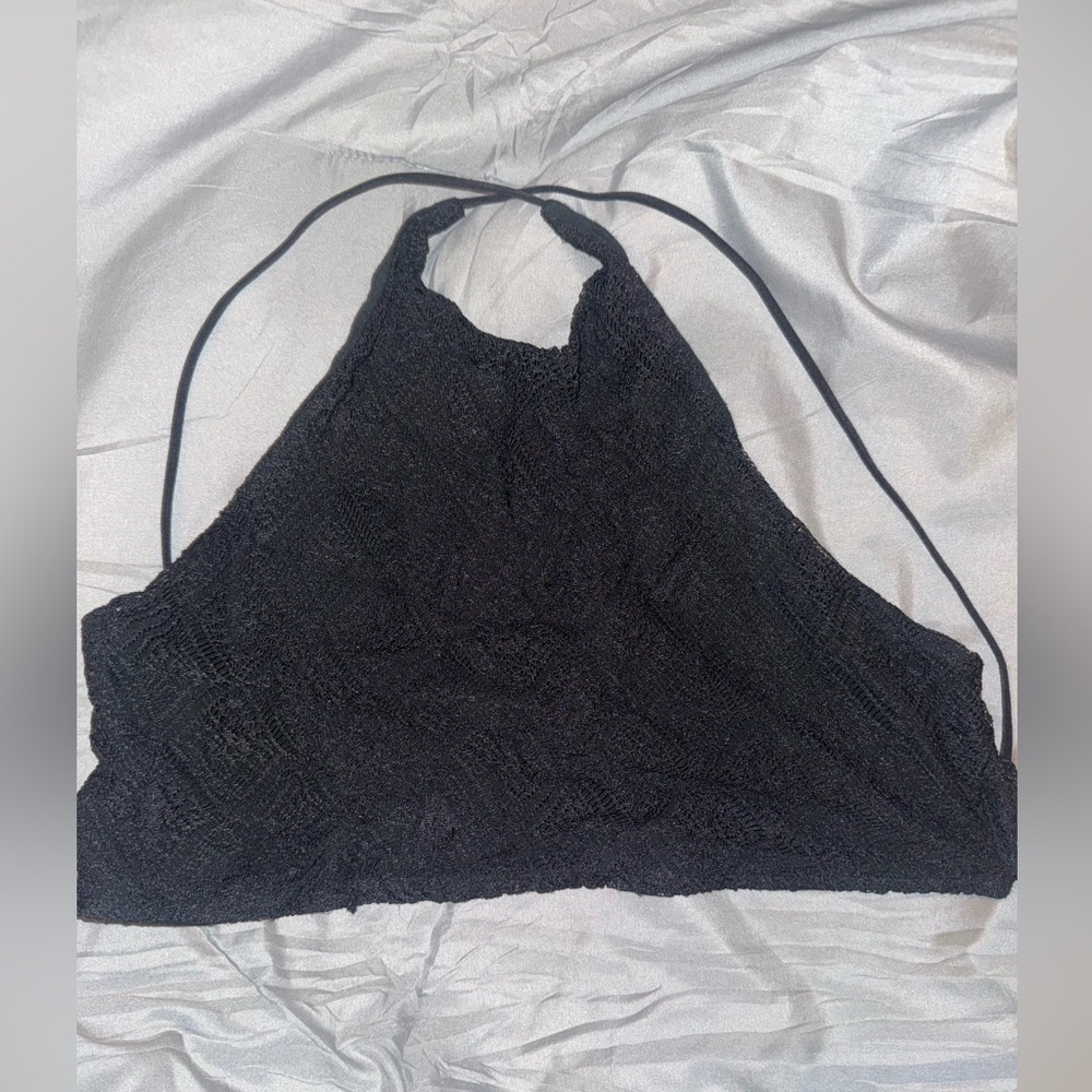 Black Lace Halter Tank Top